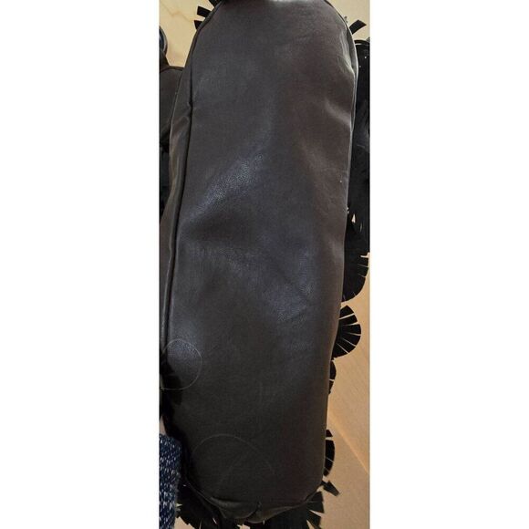 Fringe Leather Tote Bag With Beaded Handles Brown & Black Accents GAL Y2K - Picture 3 of 9